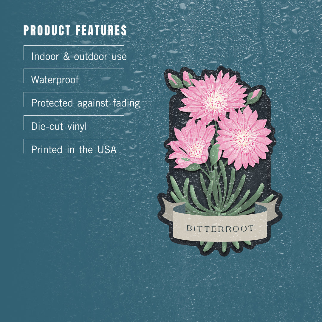 Vintage Flora Noir, Bitterroot, Vinyl Sticker