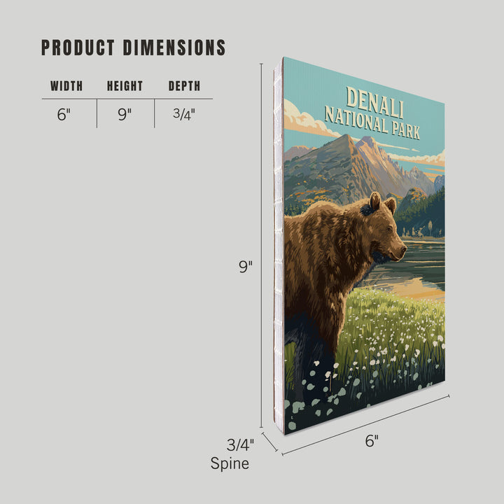 Lined 6x9 Journal, Denali National Park, Painterly, Bear, Lay Flat, 193 Pages, FSC paper