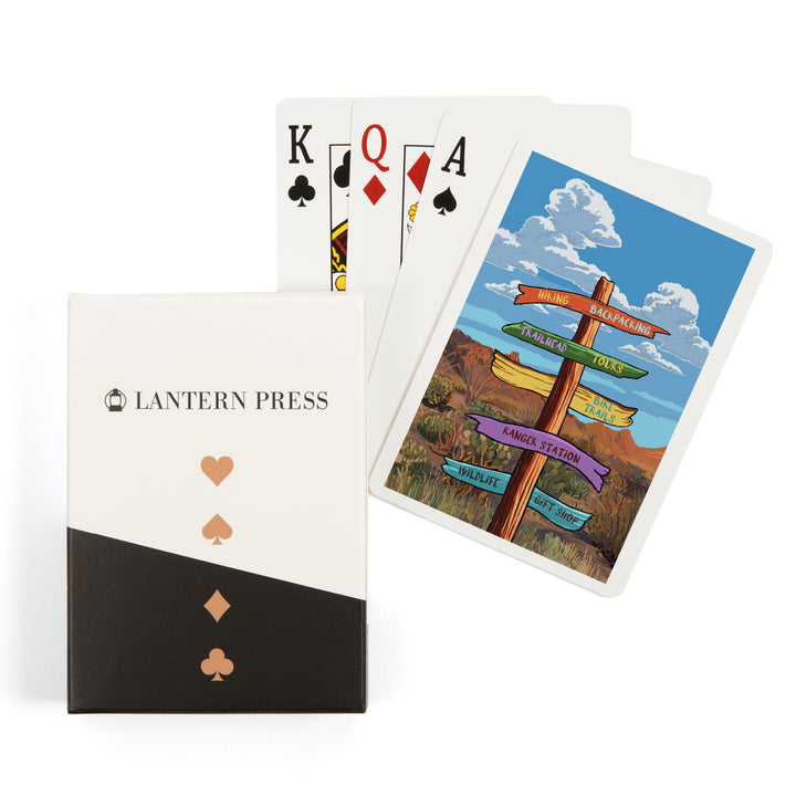 Playing Cards, Signpost, Desert, 52 Card Deck with Jokers in Box, Unique Art