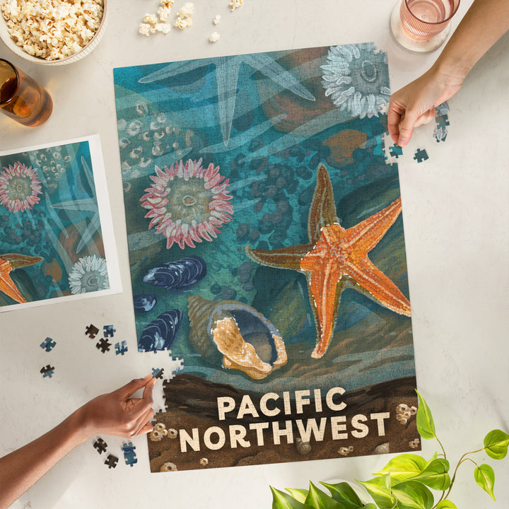 Pacific Northwest, Painterly, Tiny World Huge Wonders, Starfish and Shells, Jigsaw Puzzle