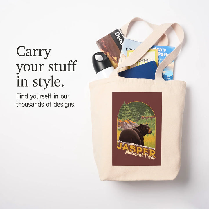 Jasper National Park, Canada, Black Bear in Forest,, Tote Bag