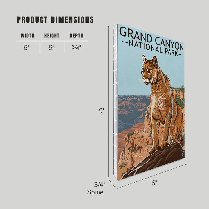 Lined 6x9 Journal, Grand Canyon National Park, Mountain Lion, Lay Flat, 193 Pages, FSC paper