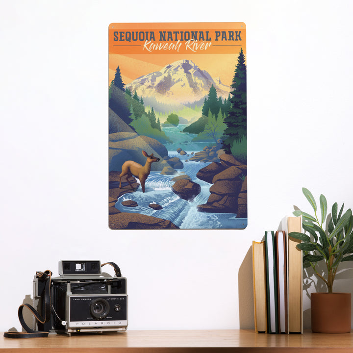Sequoia National Park, California, Kaweah River, Lithograph, Metal Signs