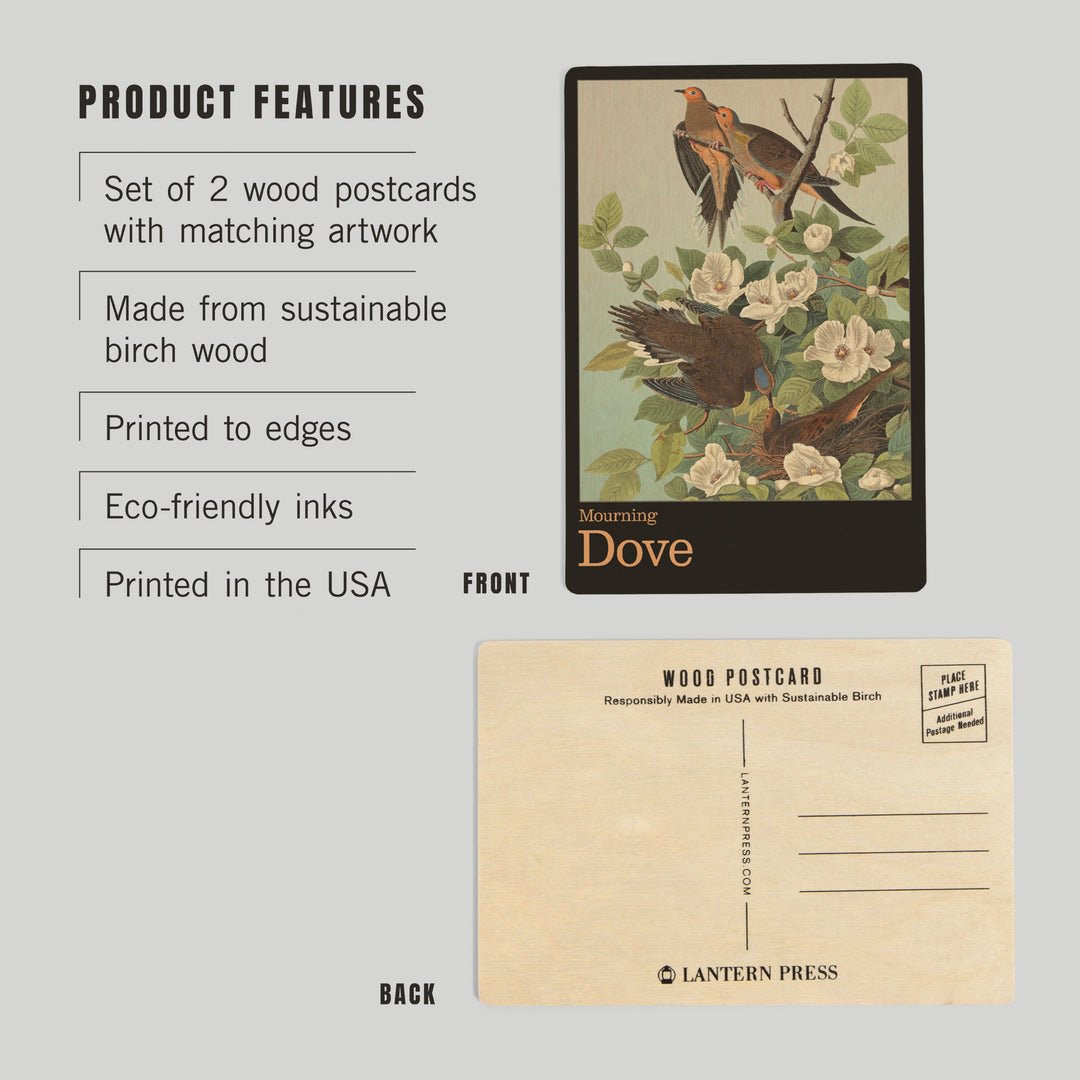 Audubon Birds North America Mourning Dove, Wood Sign and Postcards