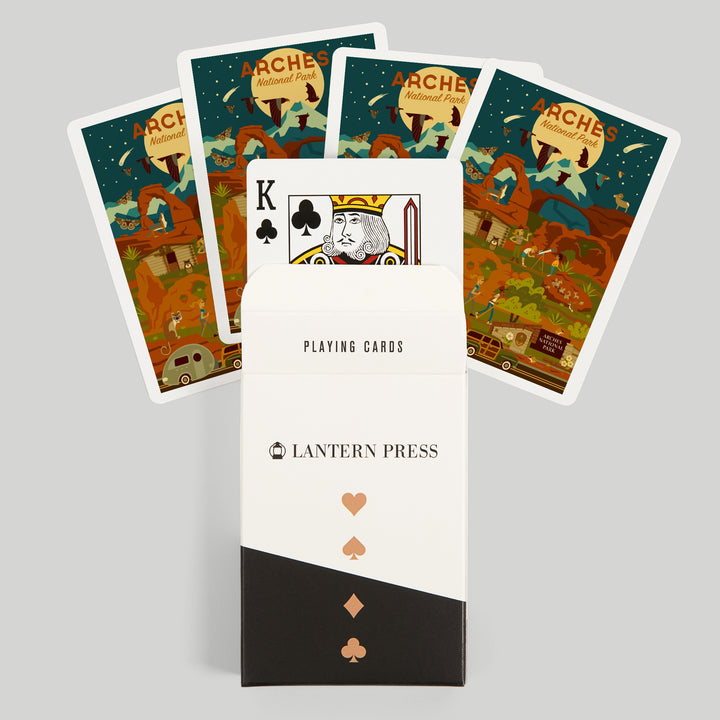 Playing Cards, Arches National Park, Utah, Geometric National Park Series, Night Scene, 52 Card Deck with Jokers in Box, Unique Art