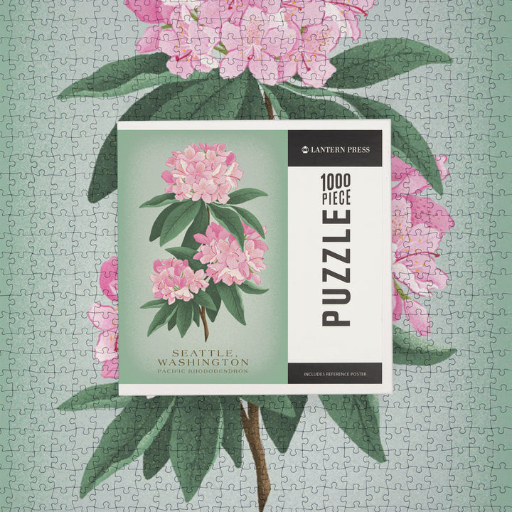 Seattle, Washington, Pacific Rhododendron, Vintage Flora, State Series, Jigsaw Puzzle