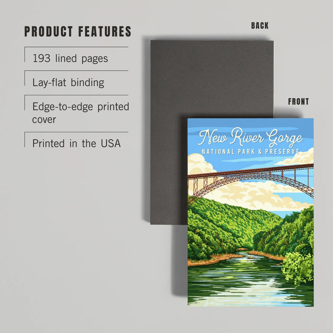 Lined 6x9 Journal, New River Gorge National Park, West Virginia, Painterly National Park Series, Lay Flat, 193 Pages, FSC paper
