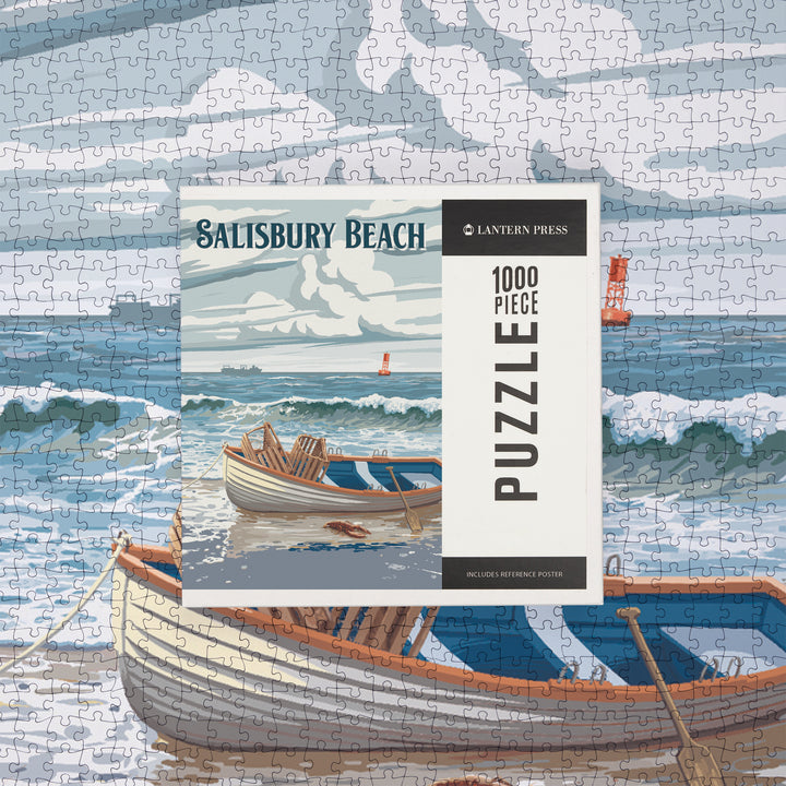 Salisbury Beach, Massachusetts, Painterly, Dory and Lobster Traps, Jigsaw Puzzle