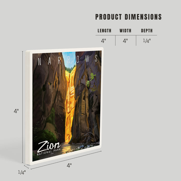 Zion National Park, Utah, Narrows, Oil Painting, Coasters