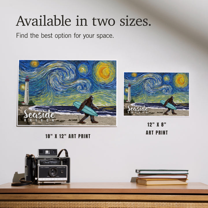 Seaside, Oregon, Starry Night, Bigfoot on the Beach, Art & Giclee Prints