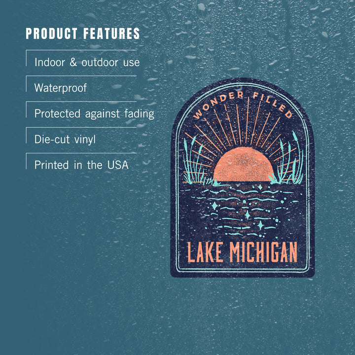 Lake Michigan, Lake Life Series, Wonder Filled, Contour, Vinyl Sticker