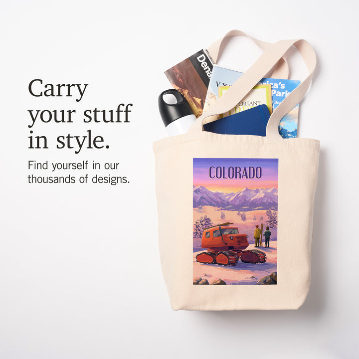 Colorado, Painterly, Snowcat, Tote Bag