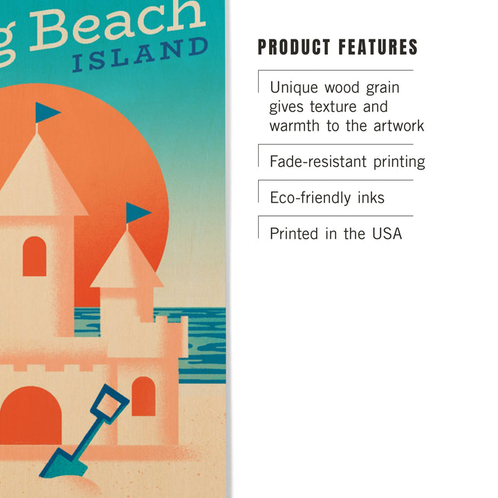 Long Beach Island, New Jersey, Sun-faded Shoreline Collection, Sand Castle on Beach, Wood Sign and Postcards