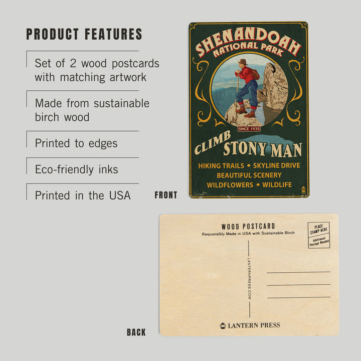 Shenandoah National Park, Virginia, Climb Stony, Wood Sign and Postcards