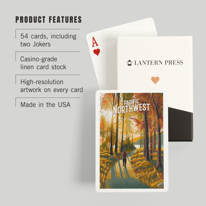 Playing Cards, Pacific Northwest, Walk In The Woods, Day Hike, 52 Card Deck with Jokers in Box, Unique Art