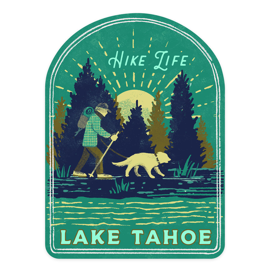 Lake Tahoe, Lake Life Series, Hike Life, Contour, Vinyl Sticker - Lantern Press