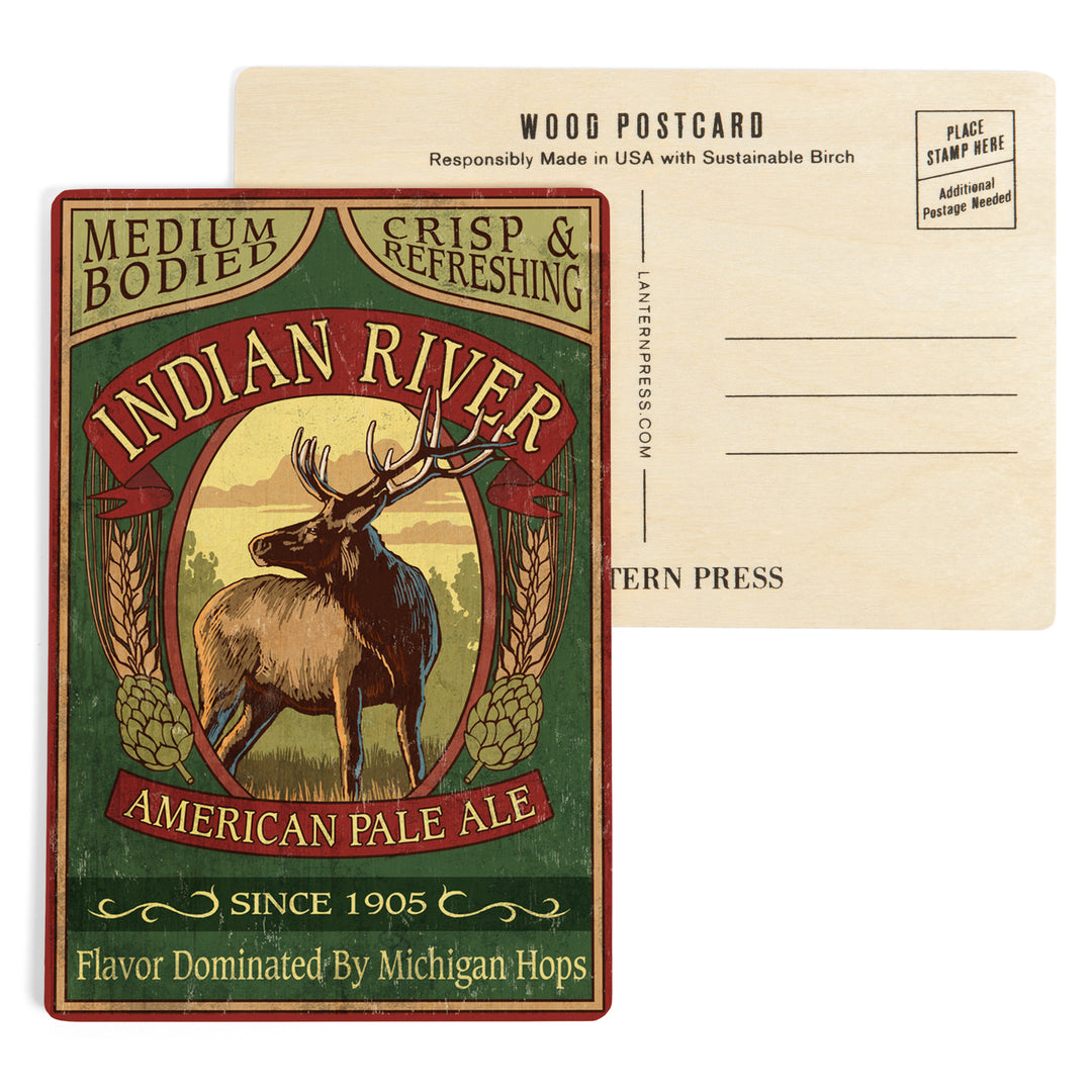 Indian River, Michigan, Elk Pale Ale Vintage Sign, Wood Sign and Postcards