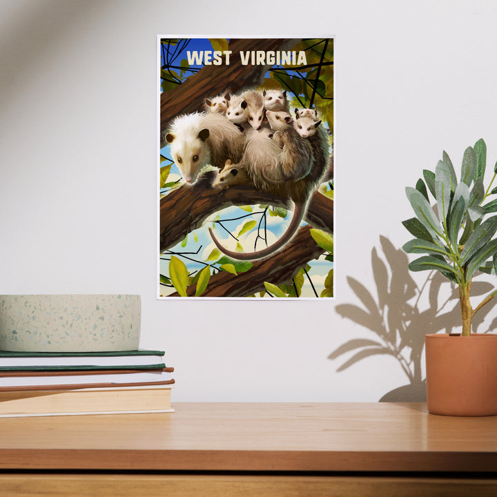 West Virginia, Possum with Babies, Art & Giclee Prints