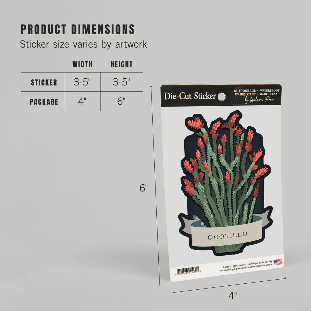 Vintage Flora Noir, Ocotillo, Vinyl Sticker