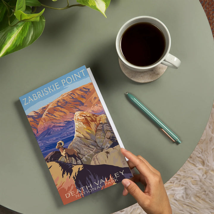 Lined 6x9 Journal, Death Valley National Park, California, Zabriskie Point and Bighorns, Painterly Series, Lay Flat, 193 Pages, FSC paper