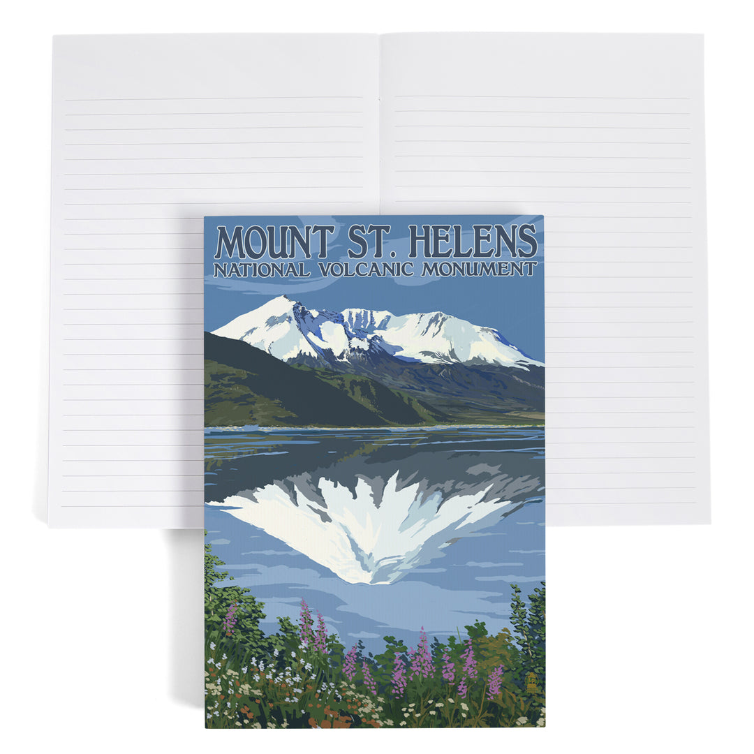 Lined 6x9 Journal, Mount St. Helens, Washington, Before and After Views, Lay Flat, 193 Pages, FSC paper