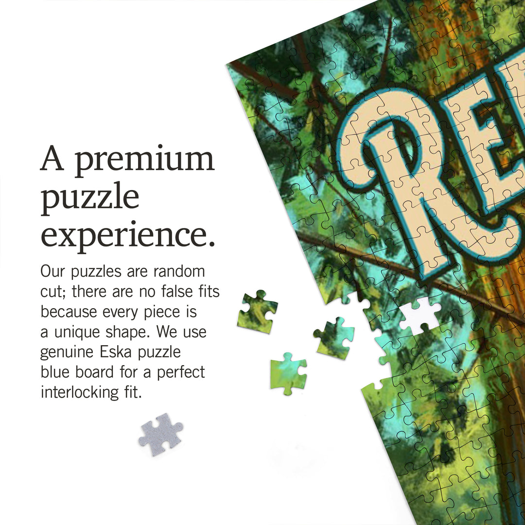 Redwood National Park, California, Oil Painting, 1000 Piece Jigsaw Puzzle