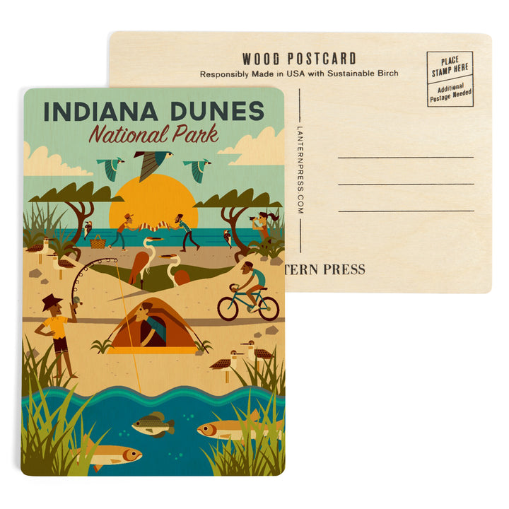 Indiana Dunes National Park, Indiana, Geometric, Wood Sign and Postcards