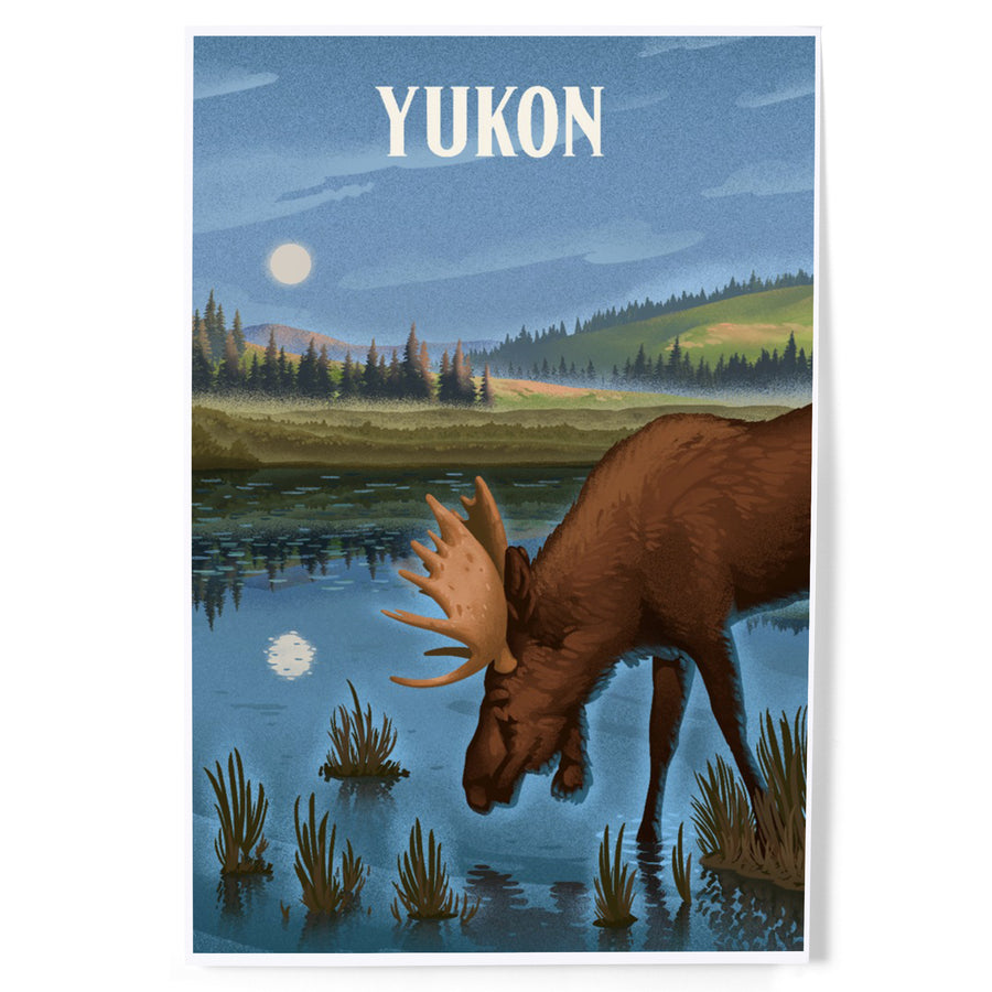 Yukon, Lithograph, Reflection Pond and Bull Moose art prints, metal signs