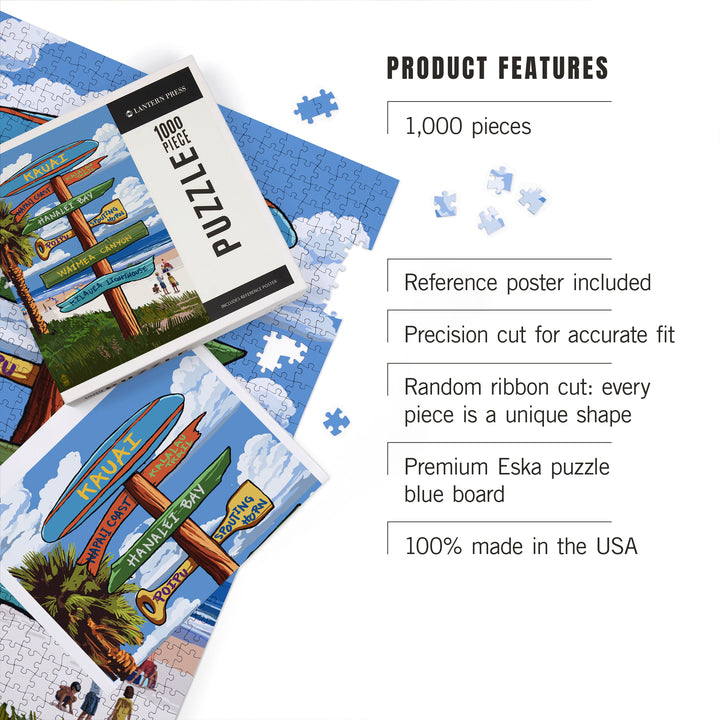 Kauai, Hawaii, Destinations Sign, Jigsaw Puzzle