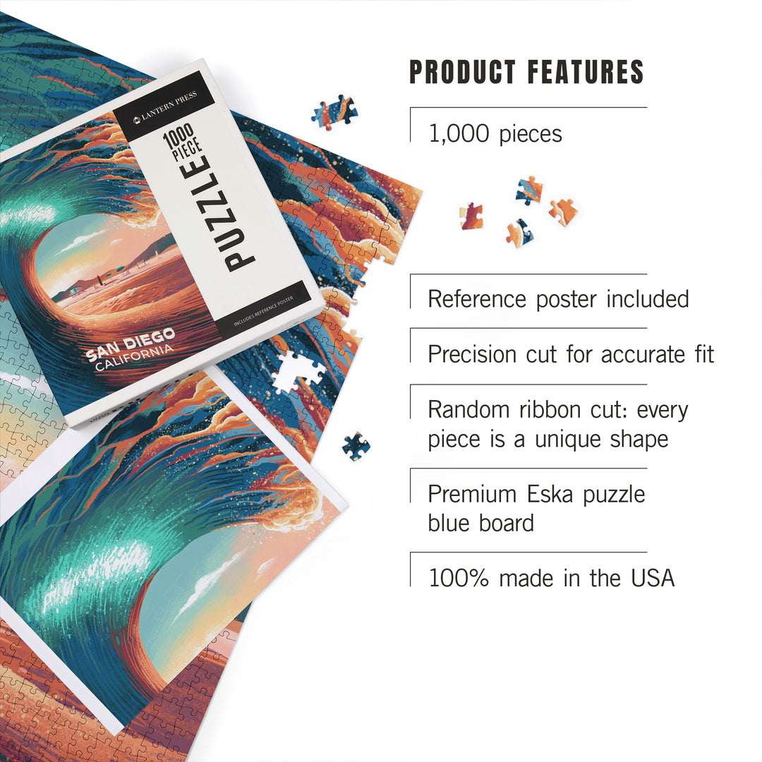 San Diego, California, Coastal Series, Epic Wave, 1000 Piece Jigsaw Puzzle