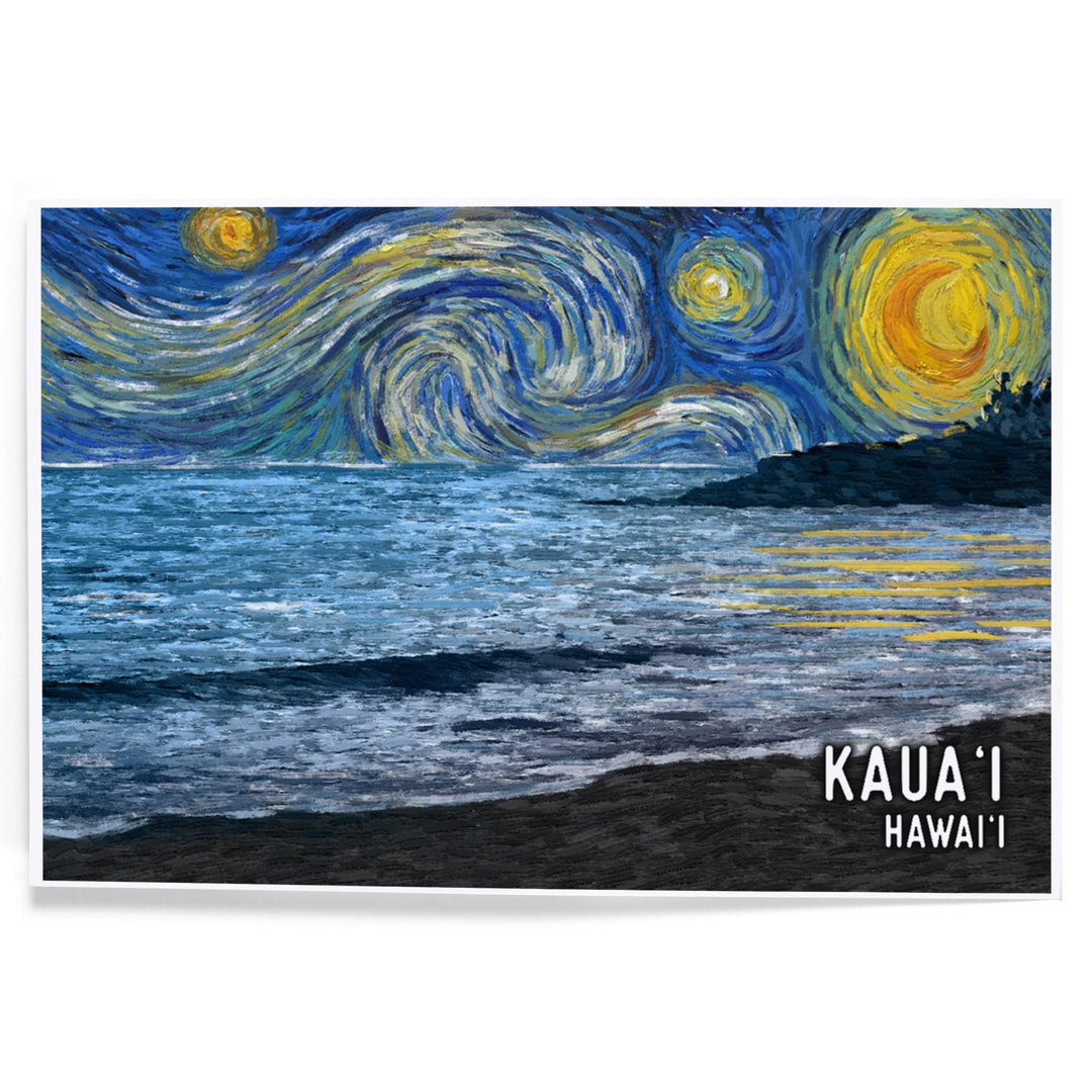 Kauai, Hawaii, Starry Night, Coastline, Art & Giclee Prints