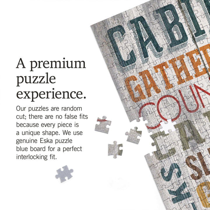 Cabin Rules, Rustic Typography, Jigsaw Puzzle Puzzle Lantern Press 
