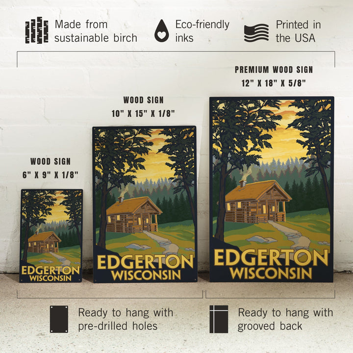 Cabin Scene, Edgerton, Wisconsin, Lantern Press Original Poster, Wood Signs and Postcards Wood Lantern Press 