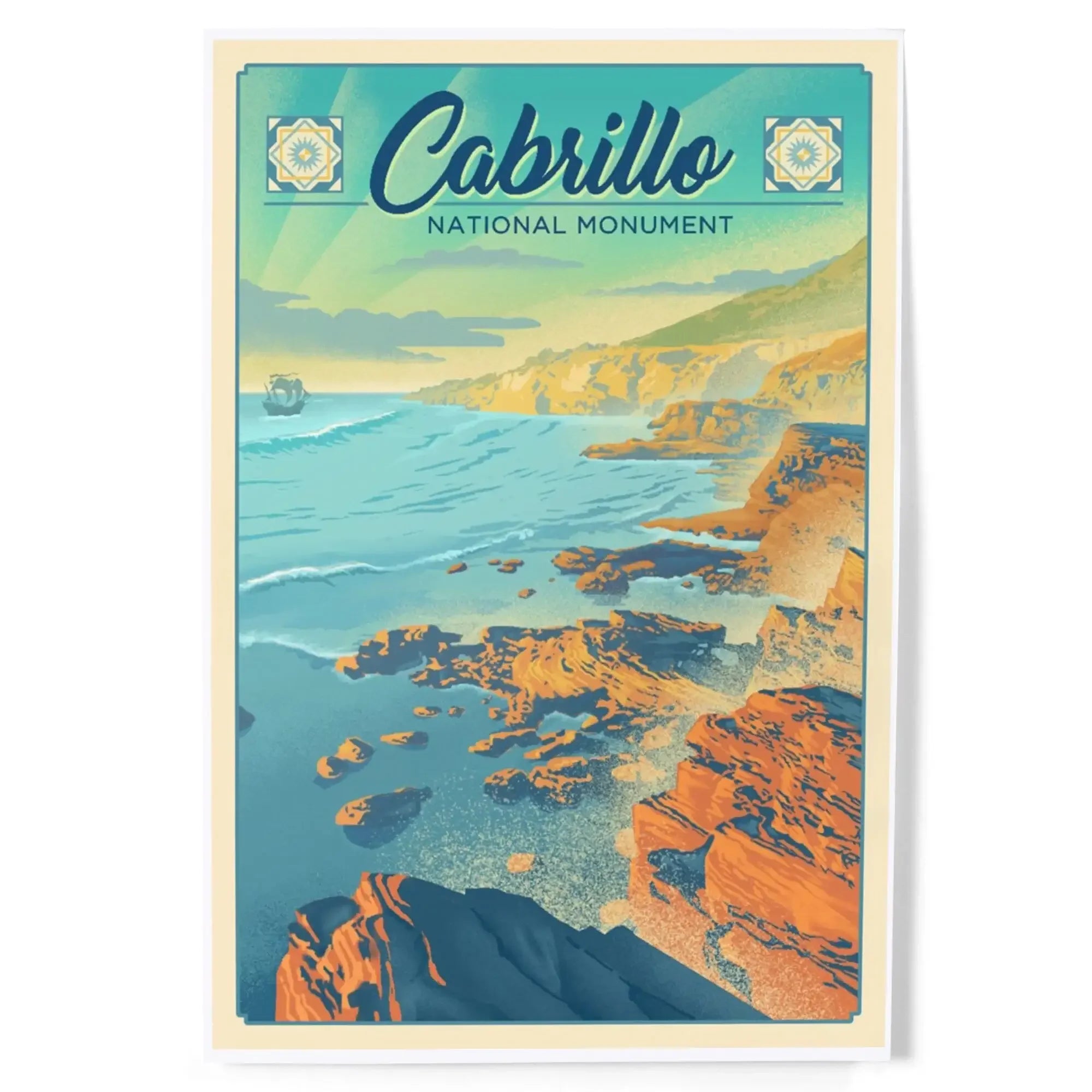 Cabrillo National Monument, California, Lithograph art prints, metal ...