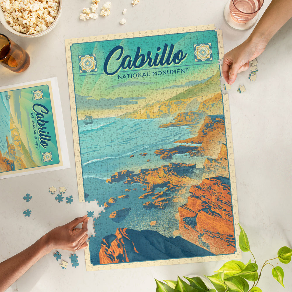 Cabrillo National Monument, California, Lithograph, Jigsaw Puzzle Puzzle Lantern Press 