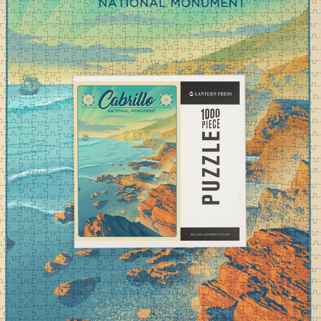 Cabrillo National Monument, California, Lithograph, Jigsaw Puzzle Puzzle Lantern Press 