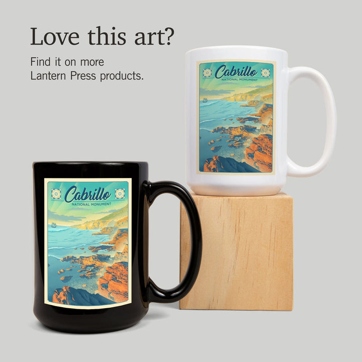 Cabrillo National Monument, California, Lithograph, Lantern Press Artwork, Ceramic Mug Mugs Lantern Press 