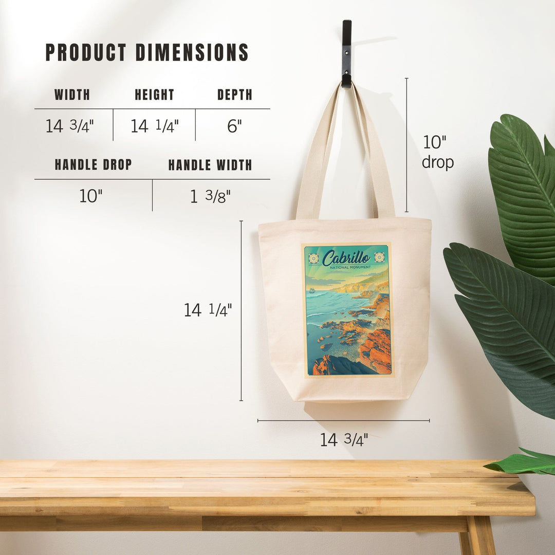 Cabrillo National Monument, California, Lithograph, Tote Bag Totes Lantern Press 