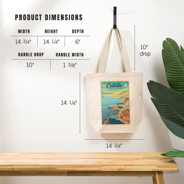 Cabrillo National Monument, California, Lithograph, Tote Bag Totes Lantern Press 