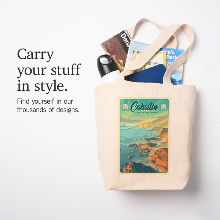 Cabrillo National Monument, California, Lithograph, Tote Bag Totes Lantern Press 
