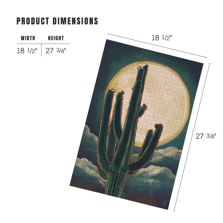 Cactus and Full Moon, Jigsaw Puzzle Puzzle Lantern Press 