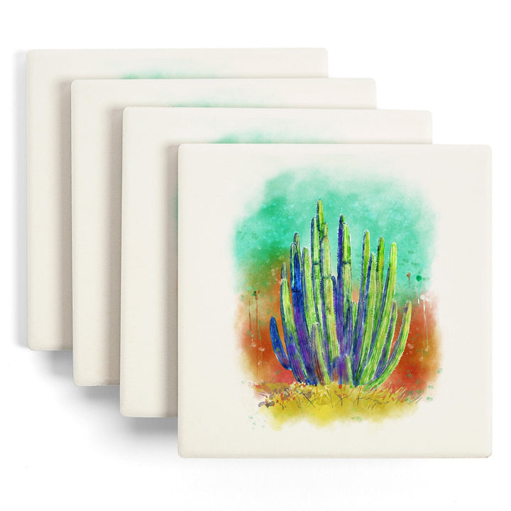 Cactus, Watercolor, Lantern Press Artwork, Coaster Set - Lantern Press