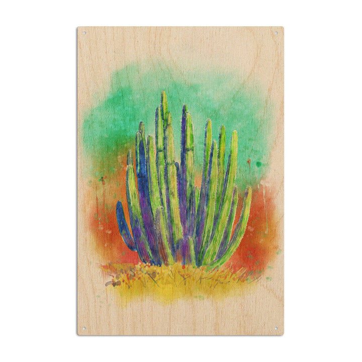 Cactus, Watercolor, Lantern Press Artwork, Wood Signs and Postcards Wood Lantern Press 10 x 15 Wood Sign 