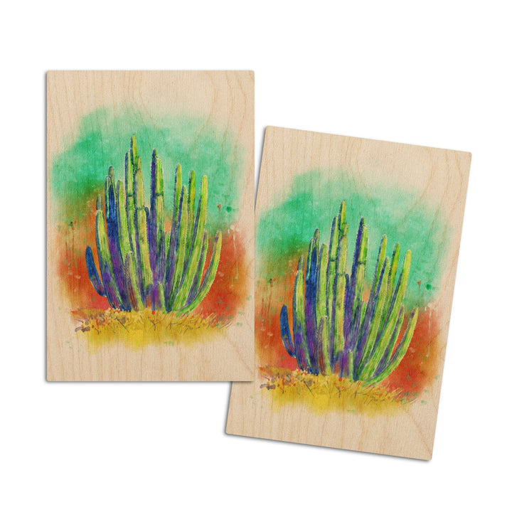 Cactus, Watercolor, Lantern Press Artwork, Wood Signs and Postcards Wood Lantern Press 4x6 Wood Postcard Set 