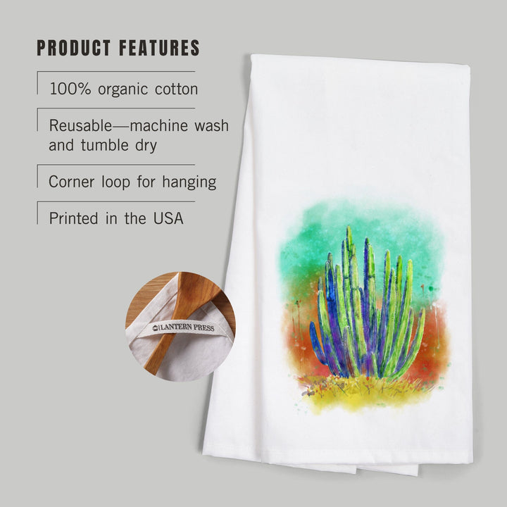 Cactus, Watercolor, Organic Cotton Kitchen Tea Towels Kitchen Lantern Press 
