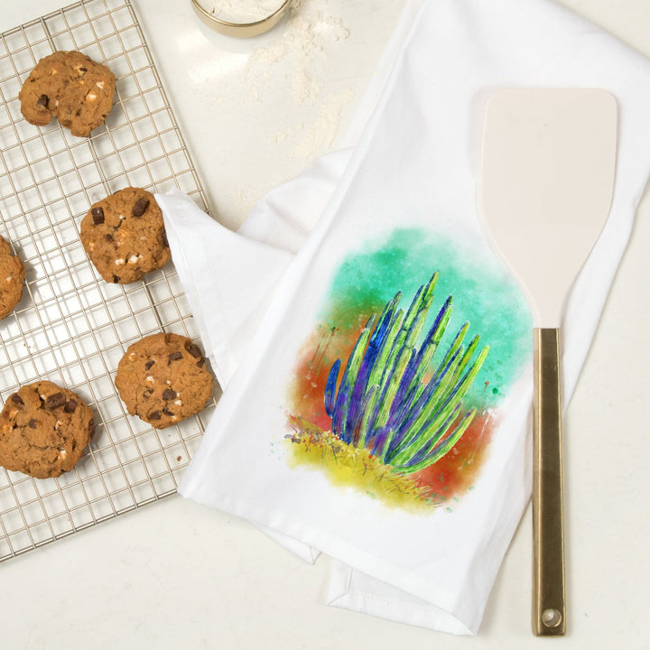Cactus, Watercolor, Organic Cotton Kitchen Tea Towels Kitchen Lantern Press 