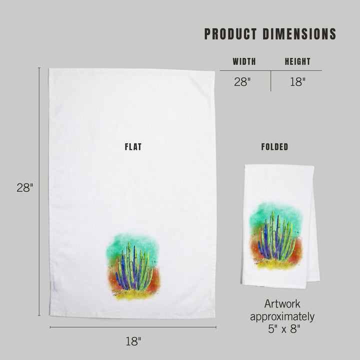 Cactus, Watercolor, Organic Cotton Kitchen Tea Towels Kitchen Lantern Press 