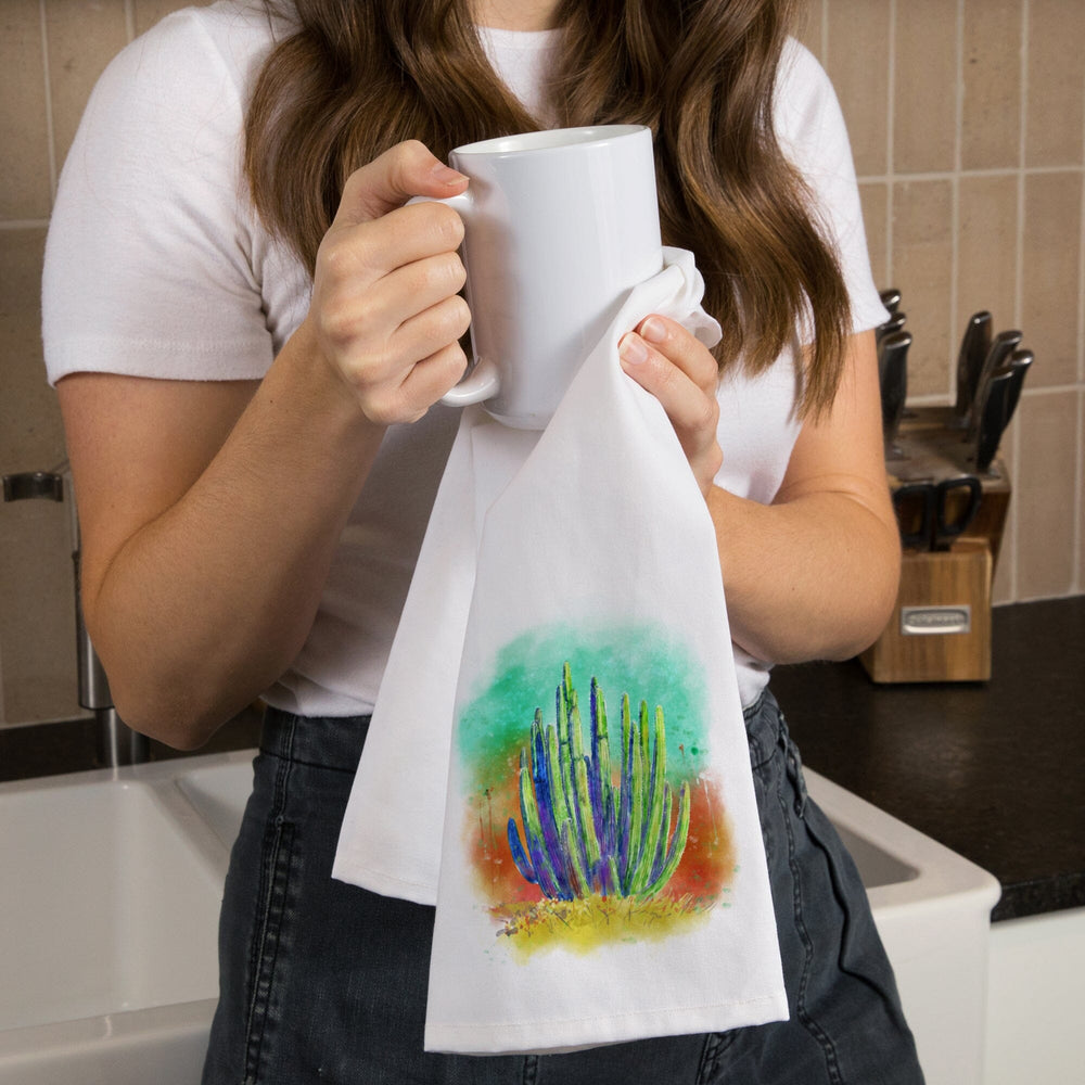 Cactus, Watercolor, Organic Cotton Kitchen Tea Towels Kitchen Lantern Press 