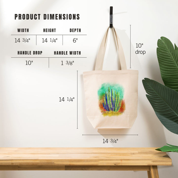 Cactus, Watercolor, Tote Bag Totes Lantern Press 