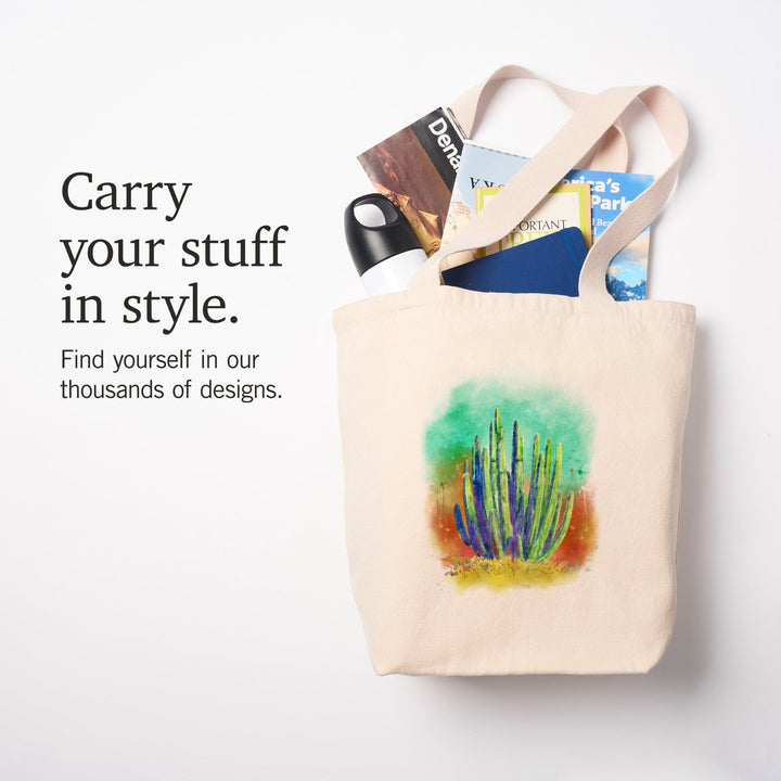 Cactus, Watercolor, Tote Bag Totes Lantern Press 